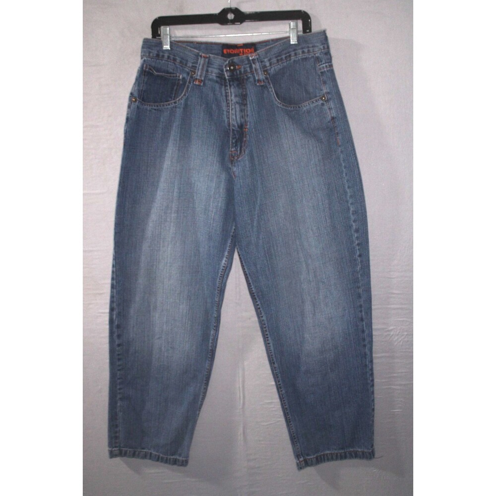 Evolution In Design Jeans Mens 36 x 32 Y2K Baggy Wide Skater Hip Hop Urban Blue